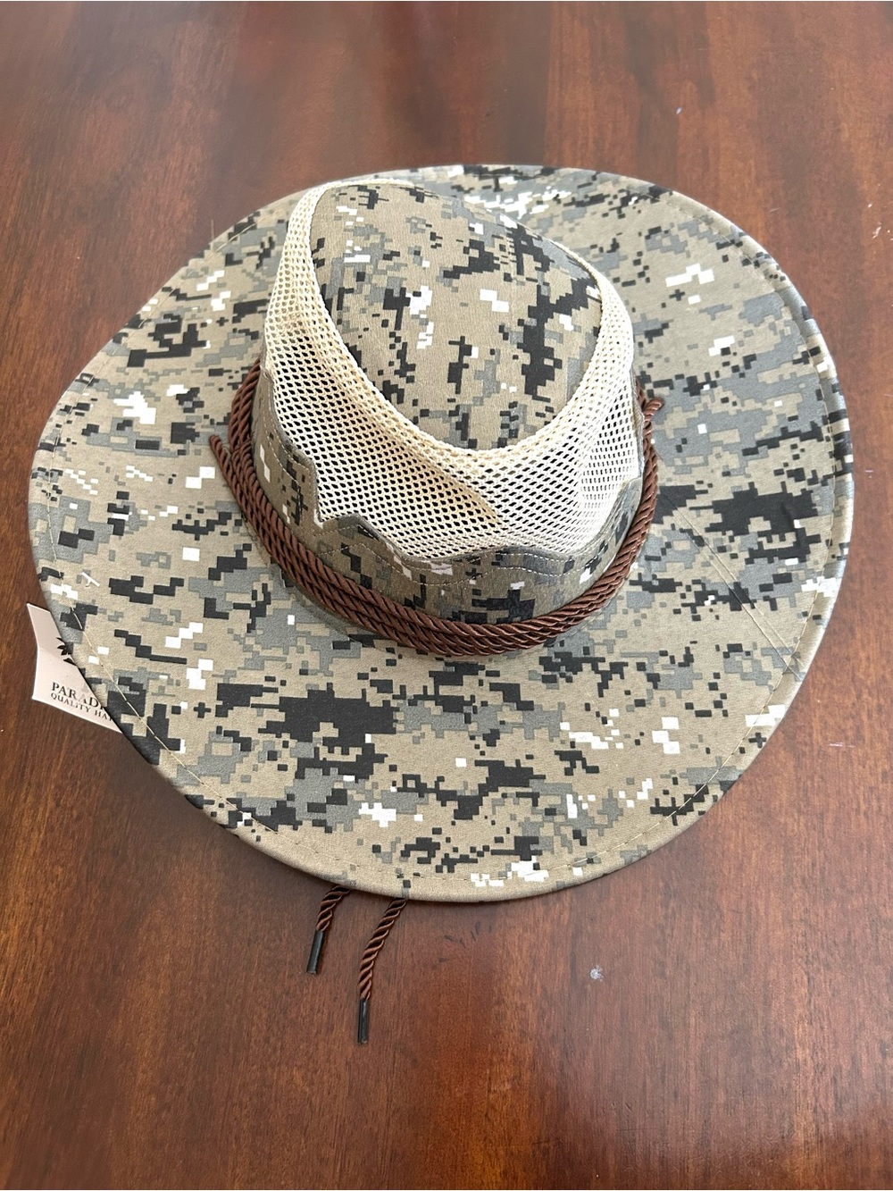 NEW Paradise Men’s Digital Camo Mesh Outback Hat with Brown Braid